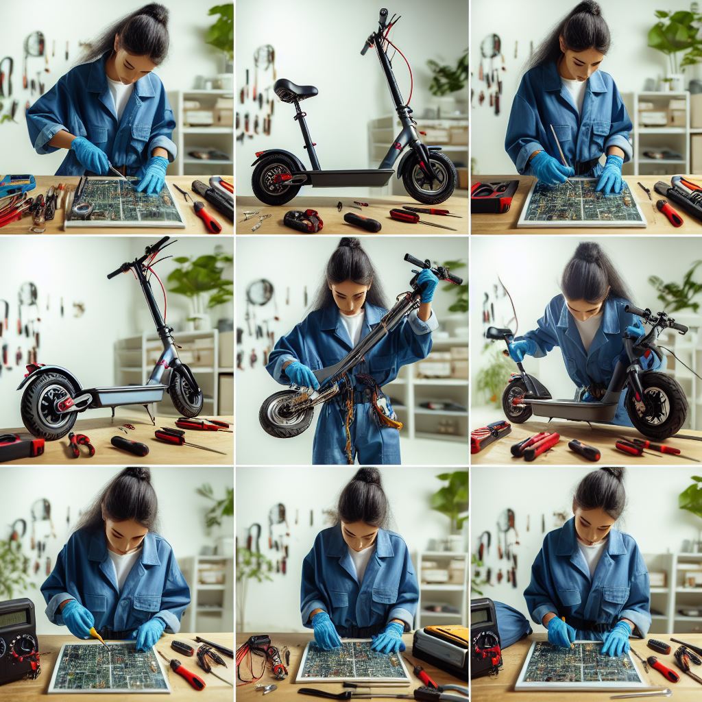 This image shows the Women Repairing the E-Scooter, electric scooter repair