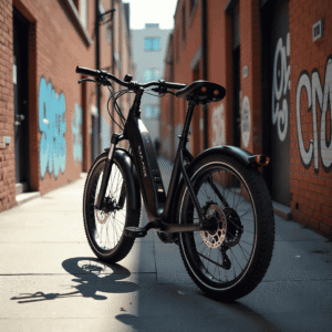 A young rider enjoying a scenic ride on an Amazon electric bike in natural daylight, captured in candid photography style with a relaxed and eco-friendly urban background.