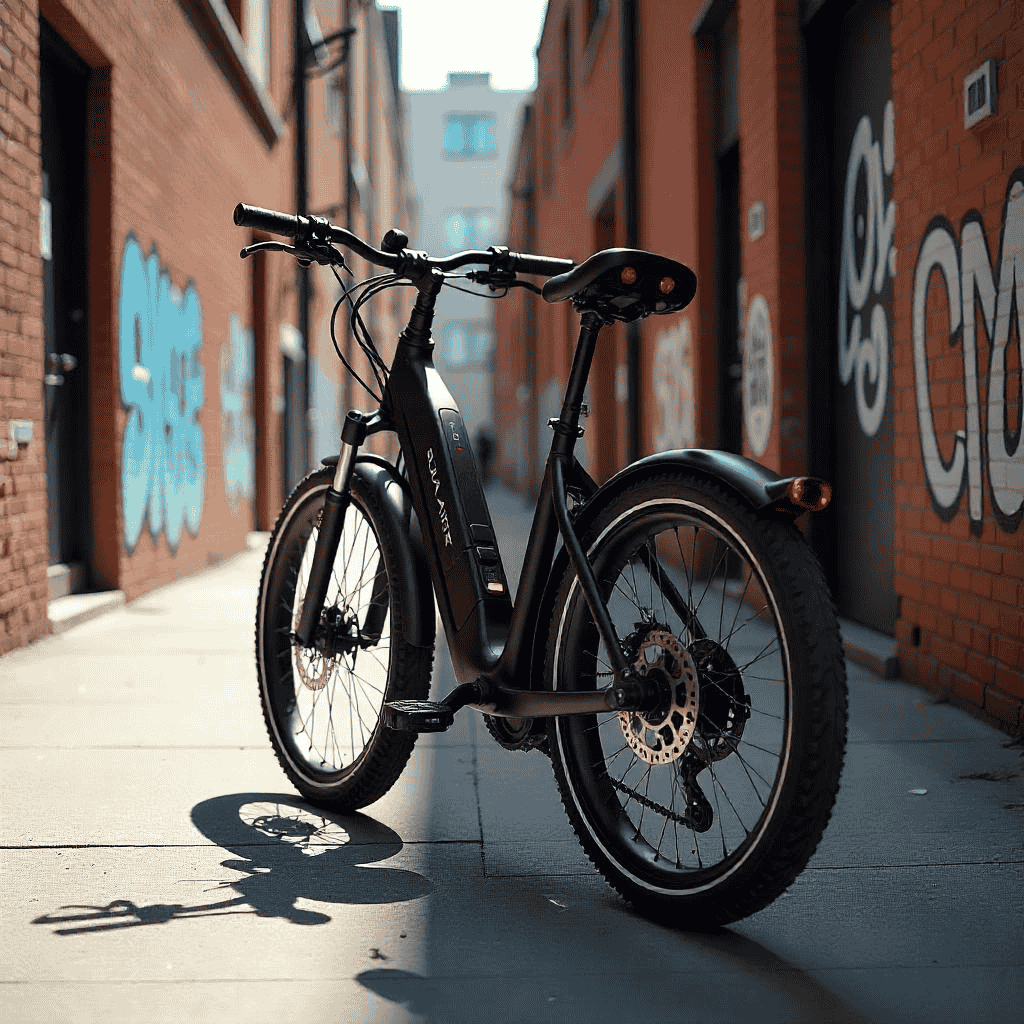A young rider enjoying a scenic ride on an Amazon electric bike in natural daylight, captured in candid photography style with a relaxed and eco-friendly urban background.